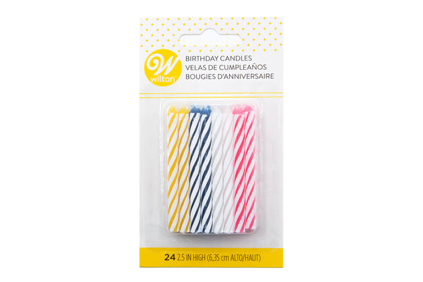 Wilton Assorted Striped Candles 2.5" Pack of 24