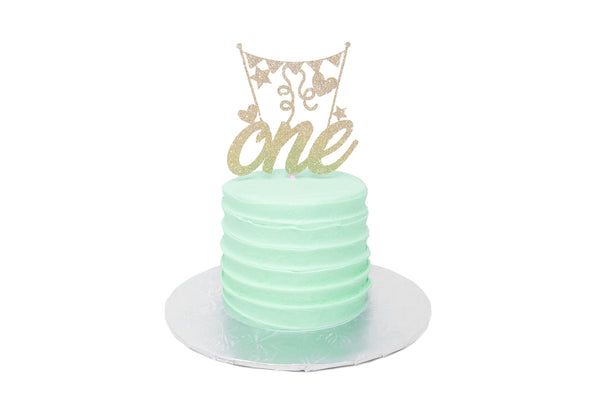 4" Mini Green Smash Cake w/ Topper - Bunner's Bakeshop