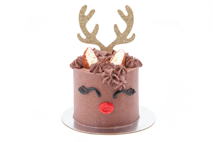4" Rudolf Hot Chocolate Mini Cake - Bunner's Bakeshop