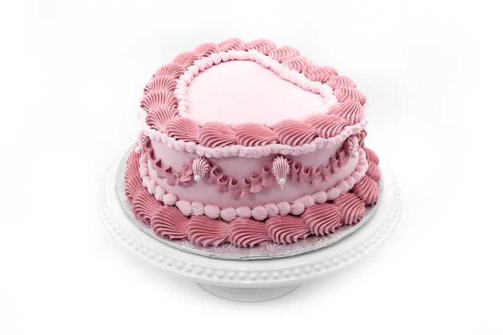 Vintage Heart Shaped Custom Cake - Bunner's Bakeshop