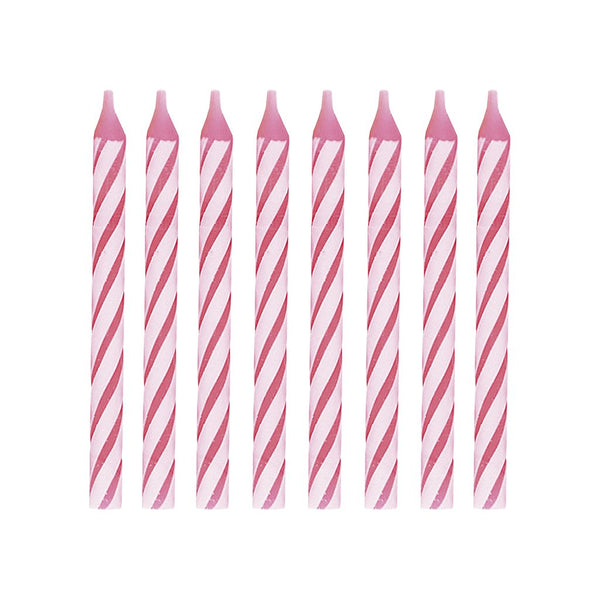 PINK STRIPED CANDLES 2.5" PACK OF 24 - Bunner's Bakeshop