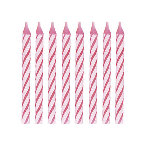 PINK STRIPED CANDLES 2.5" PACK OF 24 - Bunner's Bakeshop