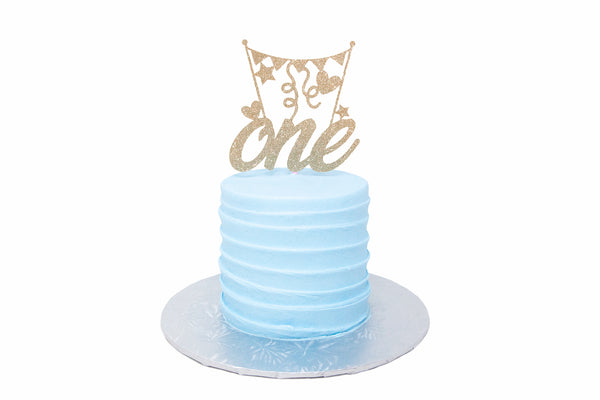 4" Mini Blue Smash Cake w/ Topper - Bunner's Bakeshop